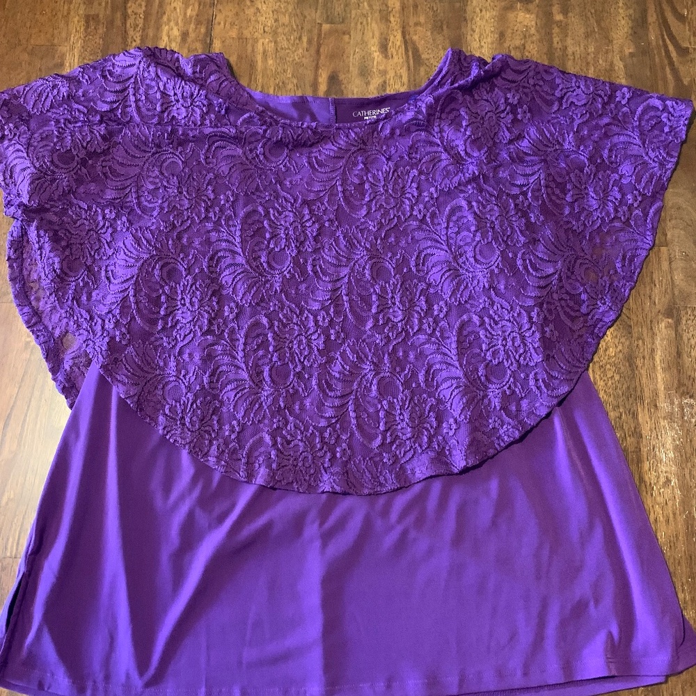 Catherine’s Lace Overlay Blouse Size 0X WP